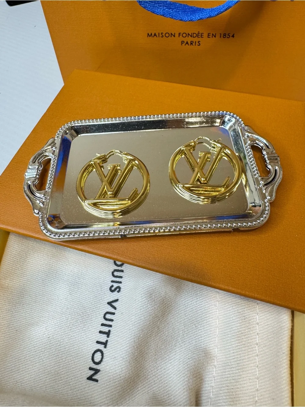 Gold Logo LV Circle Drop Earrings — Luxury Women’s Jewelry